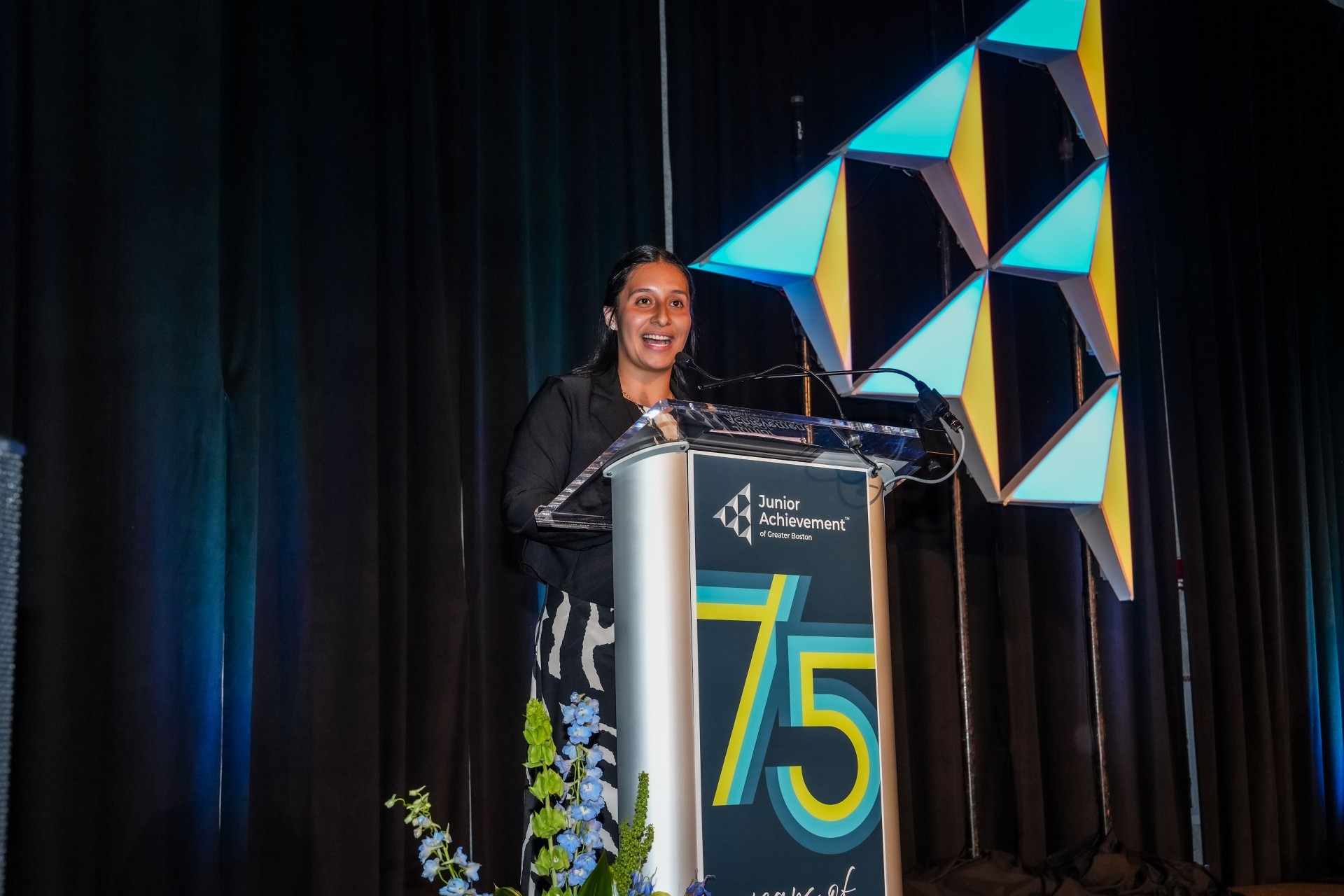 Julissa Morales MCing Junior Achievement's 75th Anniversary Celebration